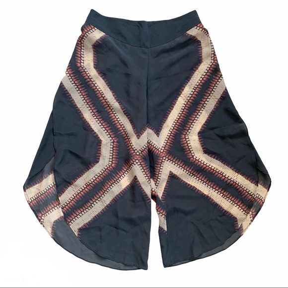 Anthro Elevenses Tamsin Silk Crop Faux Wrap Pants - Picture 2 of 9